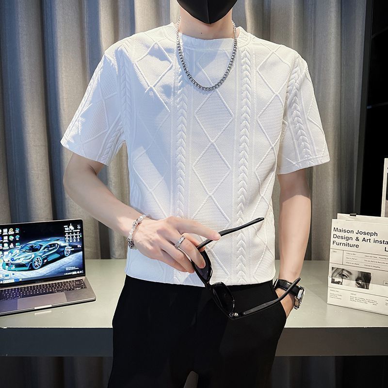 Men's Summer New Ice Silk Overalls Short sleeved white - D&A