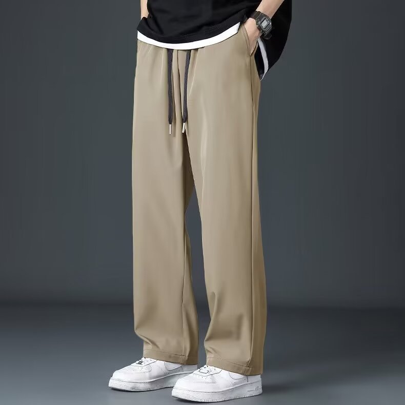 Ice Silk Men's Summer Thin High Street Drooping Straight Wide Leg Pants - D&A
