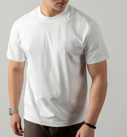 Cold Liquid Ammonia Mercerized Cotton Short-sleeved T-shirt For Men White - D&A
