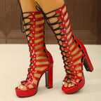 Plus Size High Heel High Top Lace Loop Fashion Tie Design Comfortable Support Steady Step - D&A