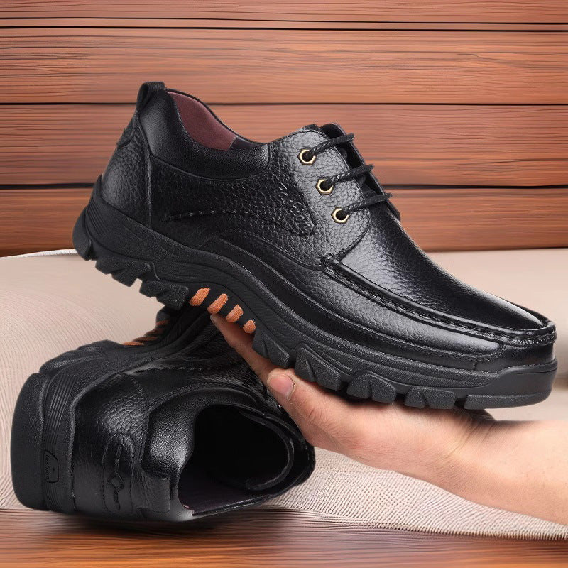 Casual Leather Shoes Men's Summer Breathable Non-stinky Feet Work Shoes - D&A