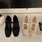 Spring Mesh Breathable Square Toe Mary Jane Pumps - D&A