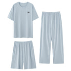 Men's Pajamas Thin Spring And Summer Modal Short-sleeved Trousers Three-piece Home Wear Suit - D&A