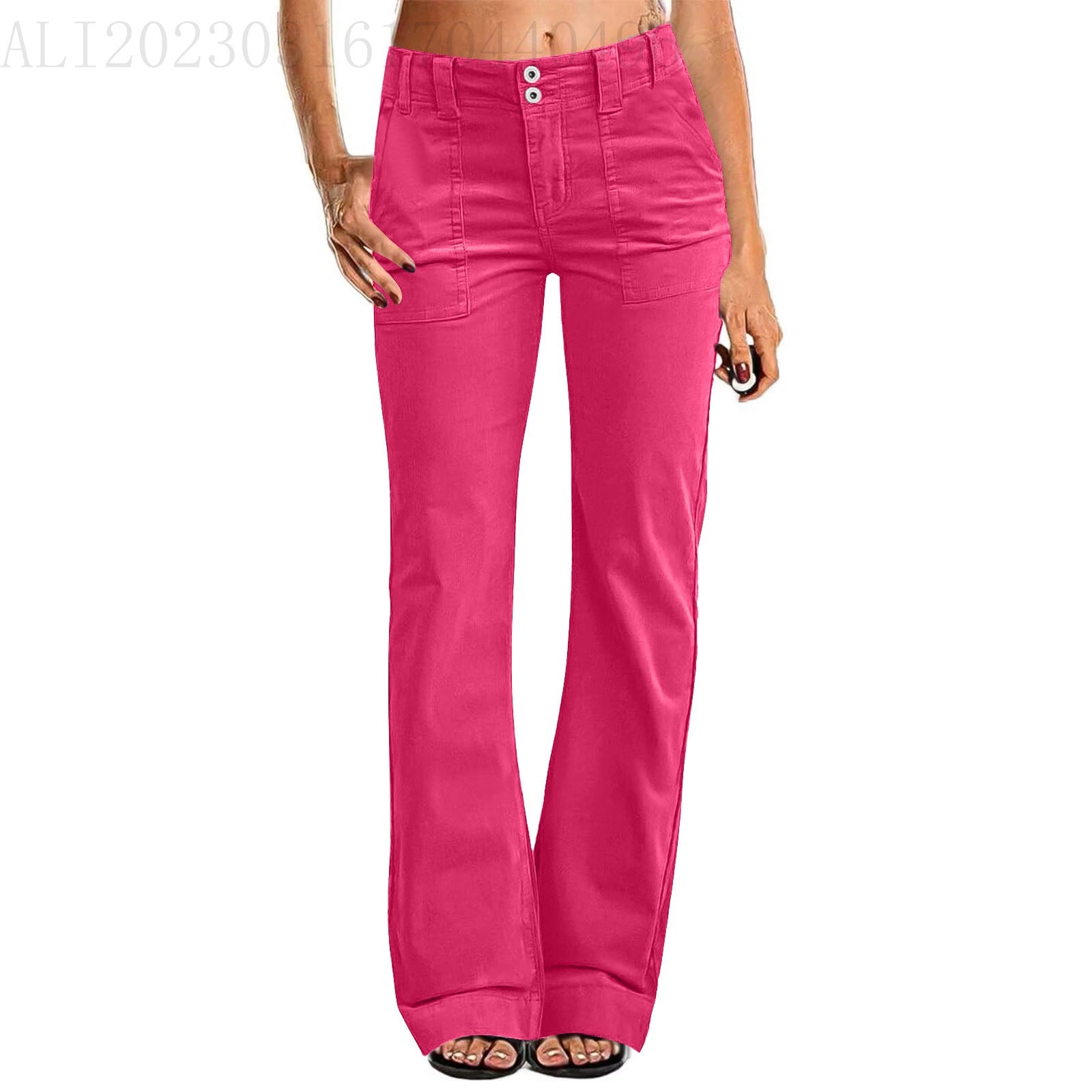 Lightweight Sports Pants Zipper Pocket Exercise Workout Pants Rose Red - D&A