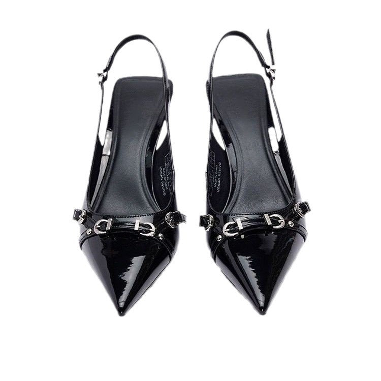 Simple Metal Buckle Pointed Shallow Mouth Stiletto Heel Women's High Heel Pumps - D&A