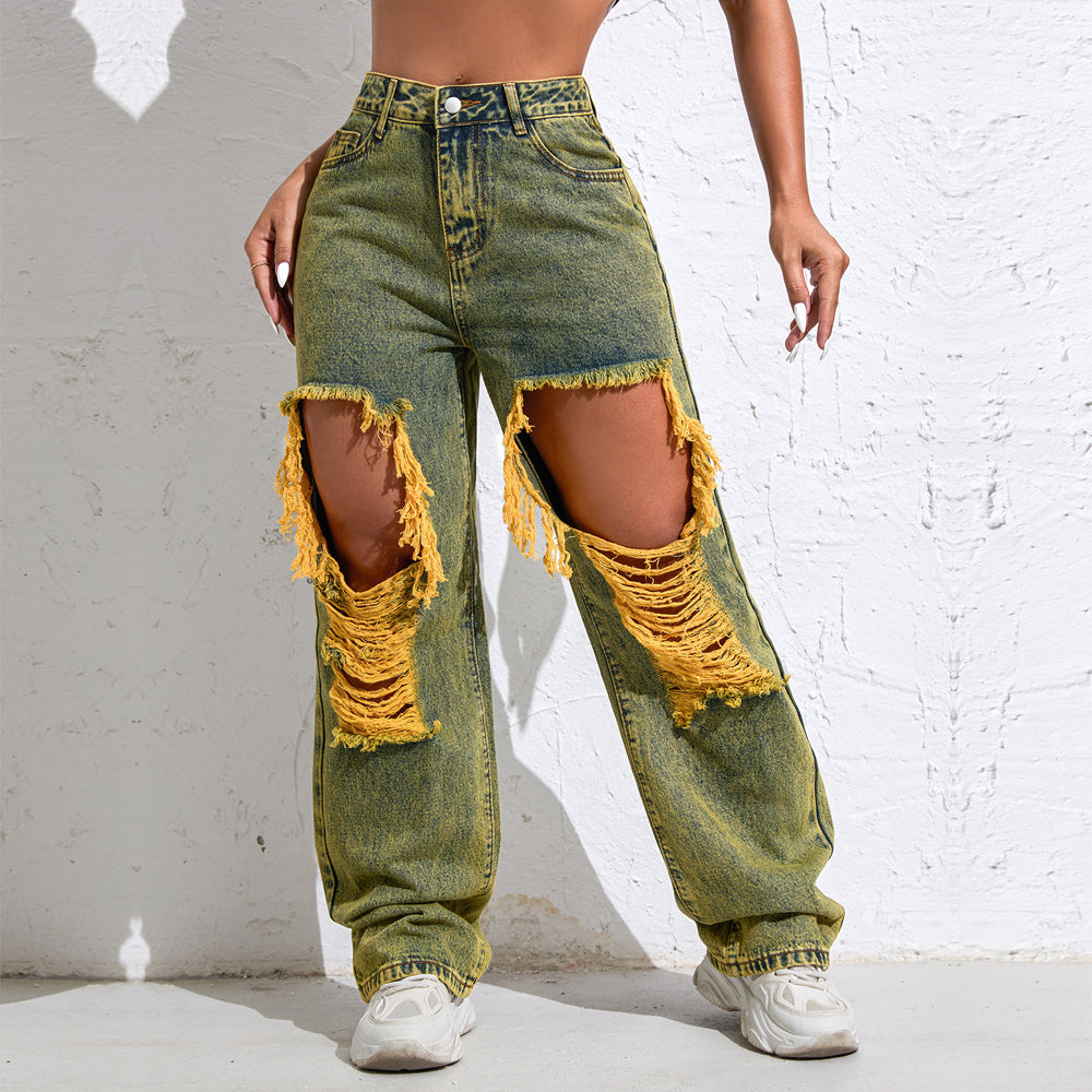 Shascullfites Baggy Jeans Women New American Loose Wide-leg Pants Old Straight Leg Trousers - D&A