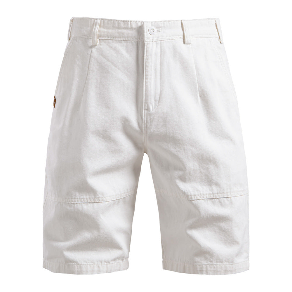 Straight Five-point Pure Color All-matching Workwear Shorts Men White - D&A