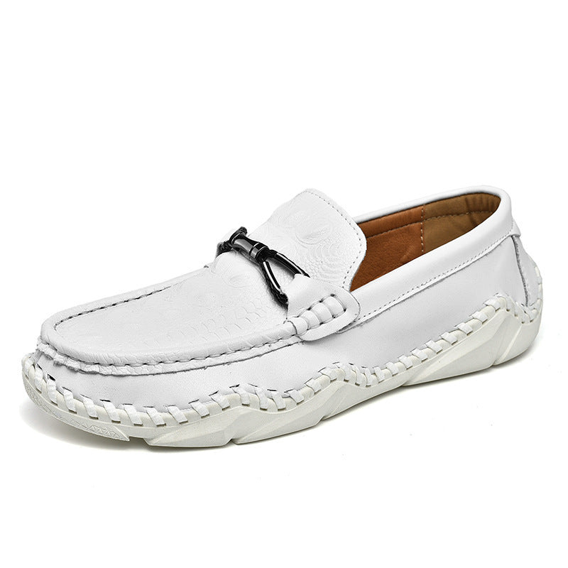Driving Trendy Beanie Shoes Men's Cross-border Plus Size Loafers 22085 White - D&A