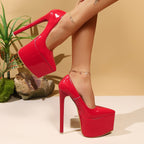 Ultra High Heel Stiletto Pointed Waterproof Platform High Heel Pumps - D&A
