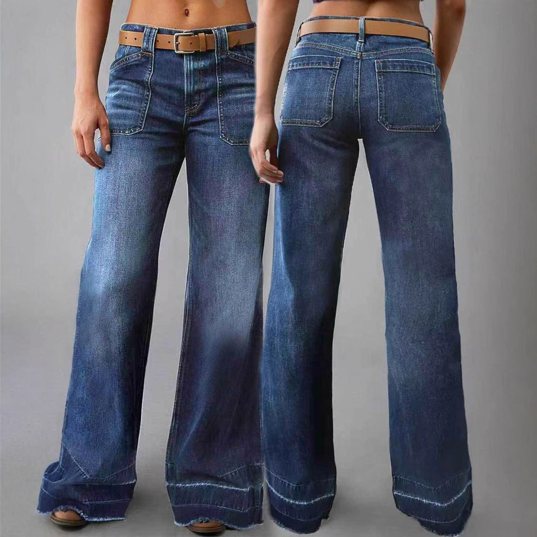 Retro High Waist Straight Loose Slimming And All-matching Jeans - D&A