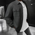 Men's Casual Jacquard Plaid Baggy Coat Shirt - D&A