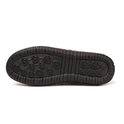 Loafers Men's Lightweight Non-slip Leather Shoes Slip-on - D&A