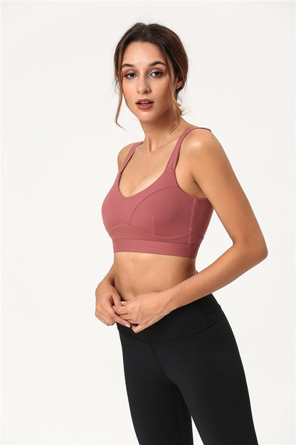 Shockproof gathered sports bra Brown - D&A