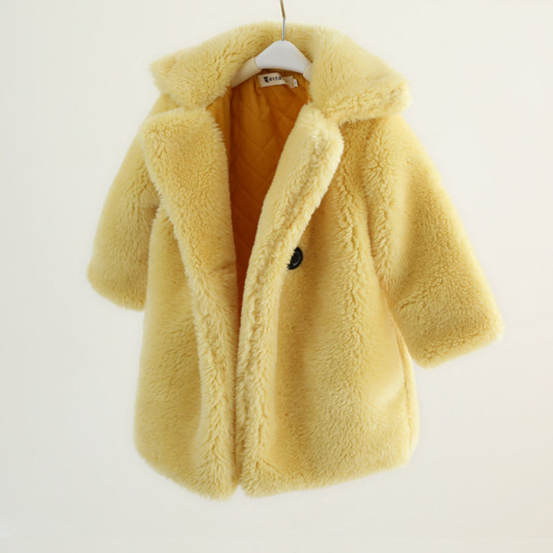 Big Kids Fur Coat In Autumn And Winter Coat Yellow - D&A