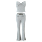 European And American Style Women's Fashion Sexy Casual Twist Tube Top Beautiful Back Tank-top Bell-bottom Pants - D&A