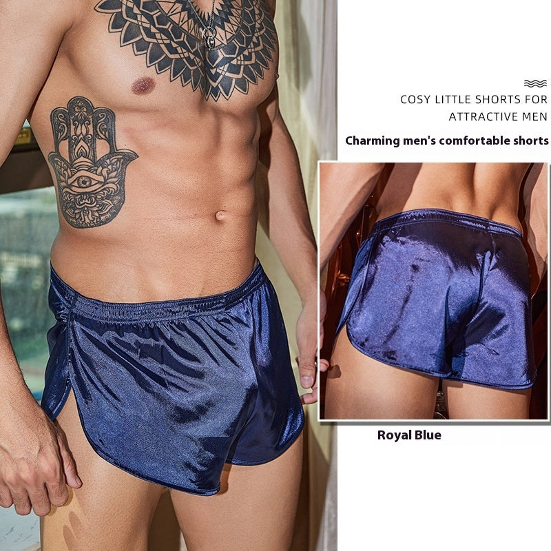Men's Underwear Nude Feel Skin-friendly Not Tight Sexy Boxers Lightweight Breathable Smooth Sapphire Blue Free Size - D&A