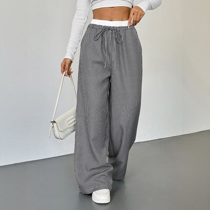 Women's Stitching Striped Casual Trousers - D&A