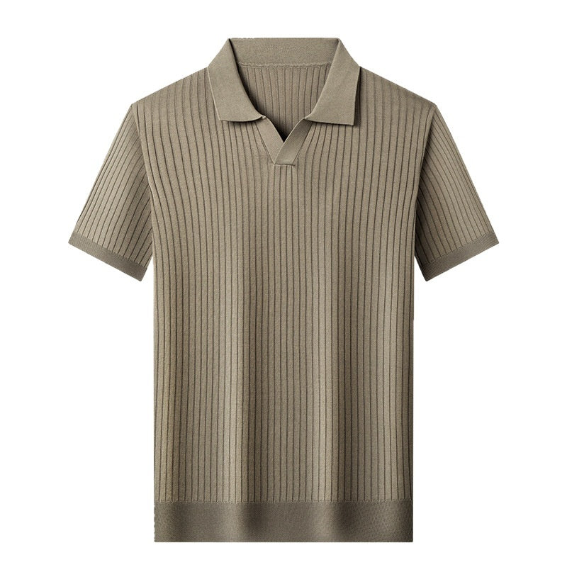 Mulberry Silk T-shirt Men's Short-sleeved Lapel High-end Casual Business - D&A