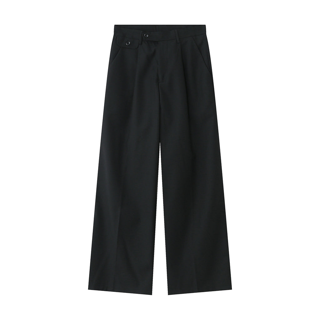 Men's Clothing Casual Suit Pants Straight Retro Simple Black - D&A