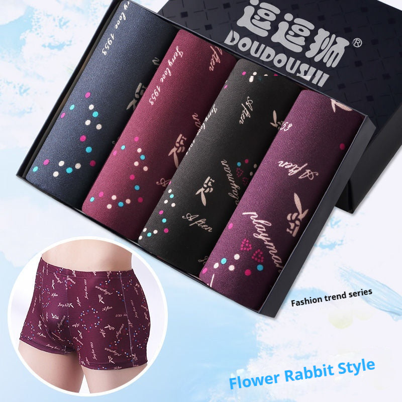 Men's Boxer Briefs Student Trendy Fashion New Flower Rabbit Style - D&A