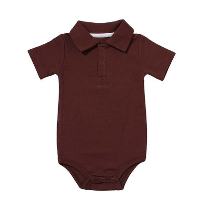 Lapel baby onesies Brown - D&A