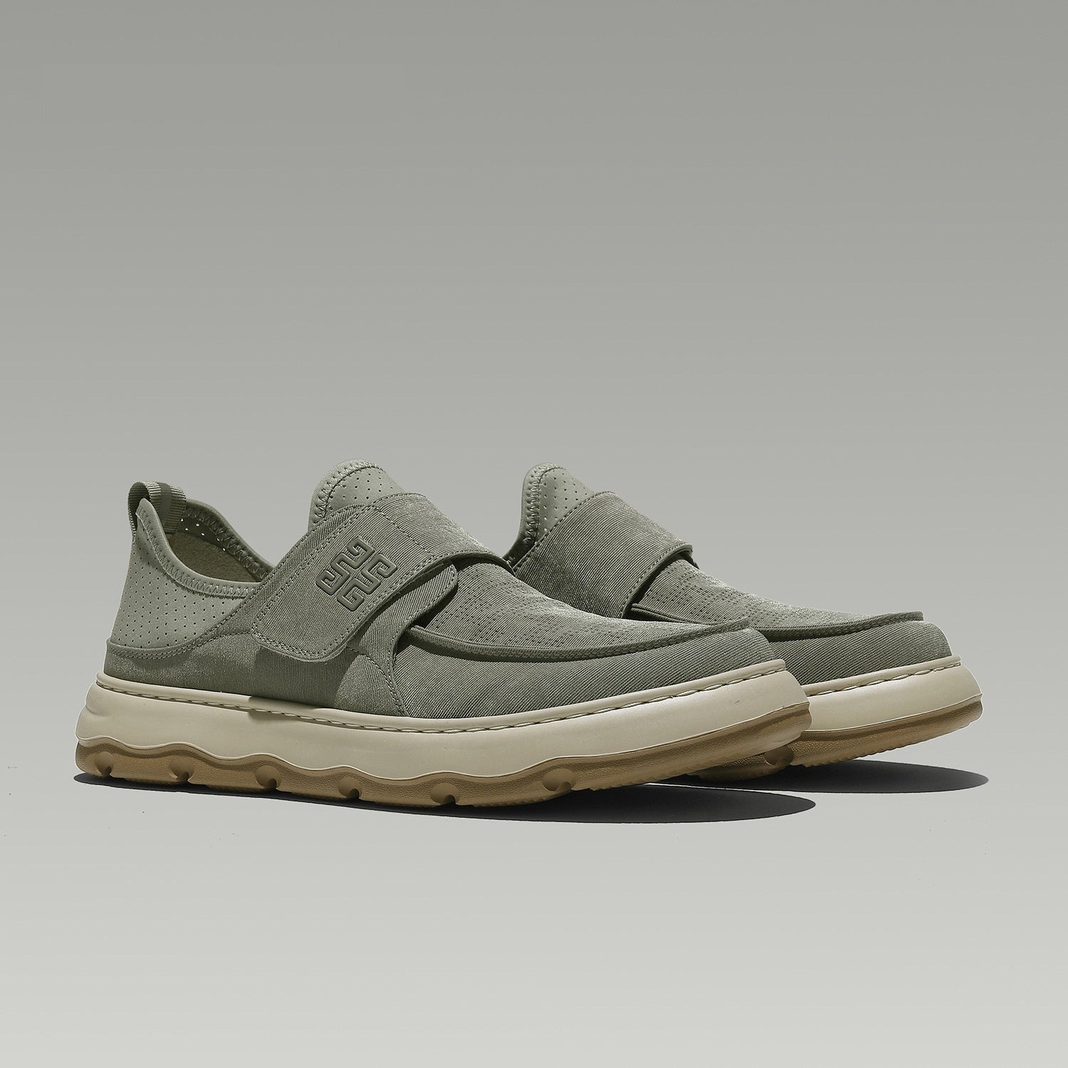 Perforated Breathable Velcro Casual All-matching Men's Shoes - D&A