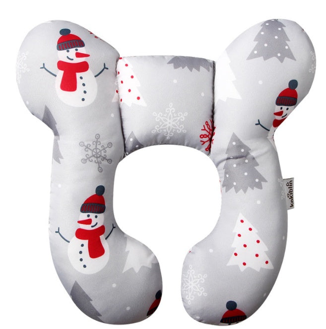 Infant Pillow Baby Bed U-Shaped Safety Seat Neck Guard Fixed Stereotyped Stroller Pillow Snowman OPP - D&A