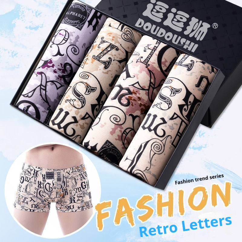 Men's Boxer Briefs Student Trendy Fashion New Retro Alphabet - D&A