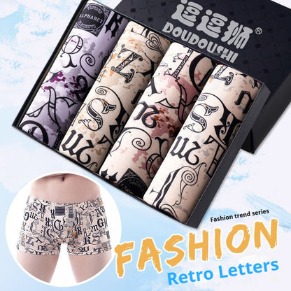 Men's Boxer Briefs Student Trendy Fashion New Retro Alphabet - D&A