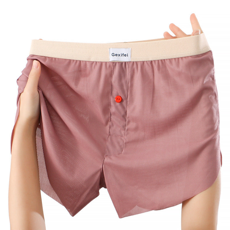 Men's Loose Breathable Comfort Ice Silk Underwear Pink - D&A