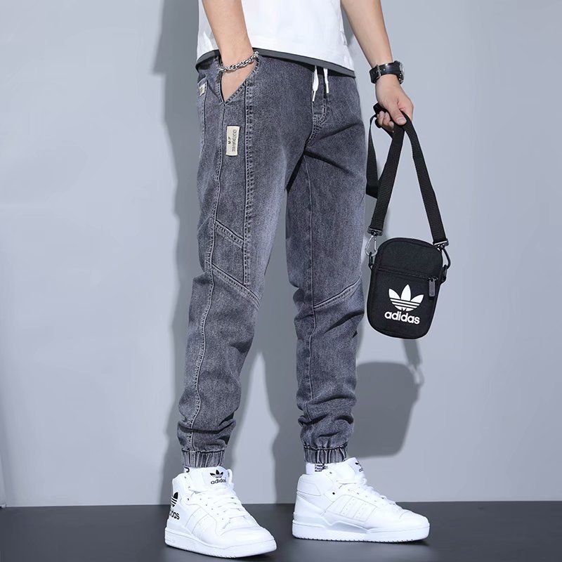 Men's Jeans Slim Fit Fashion Ankle-tied Harem Pants Gray - D&A