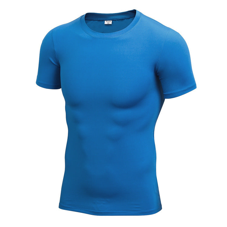 Men's Stretch Quick Drying Clothes Short-sleeved Shirt Blue - D&A