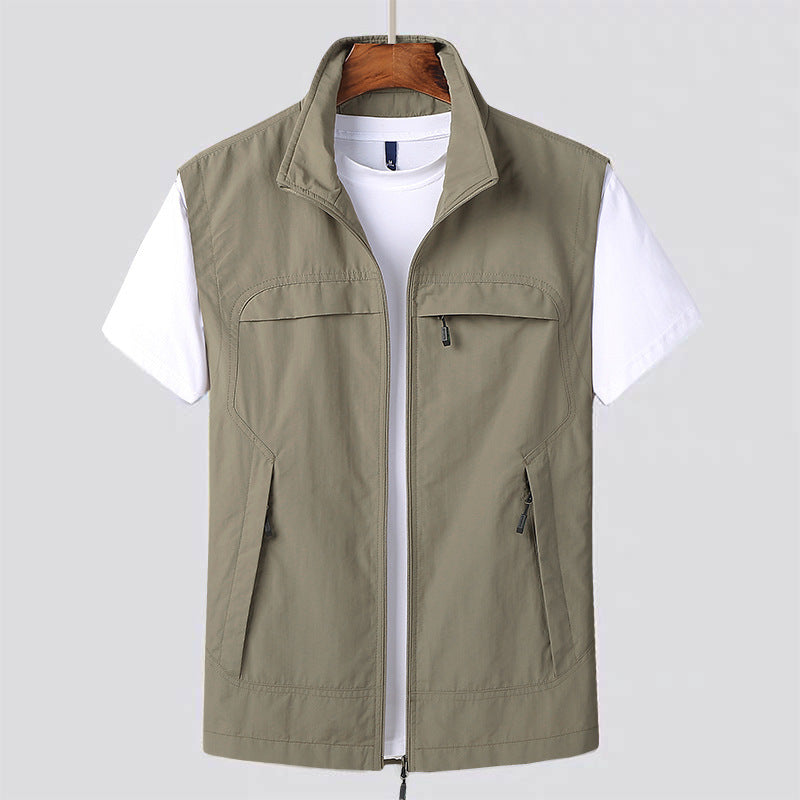 Multi-pocket Quick-drying Waterproof Casual Vest Vest Khaki - D&A
