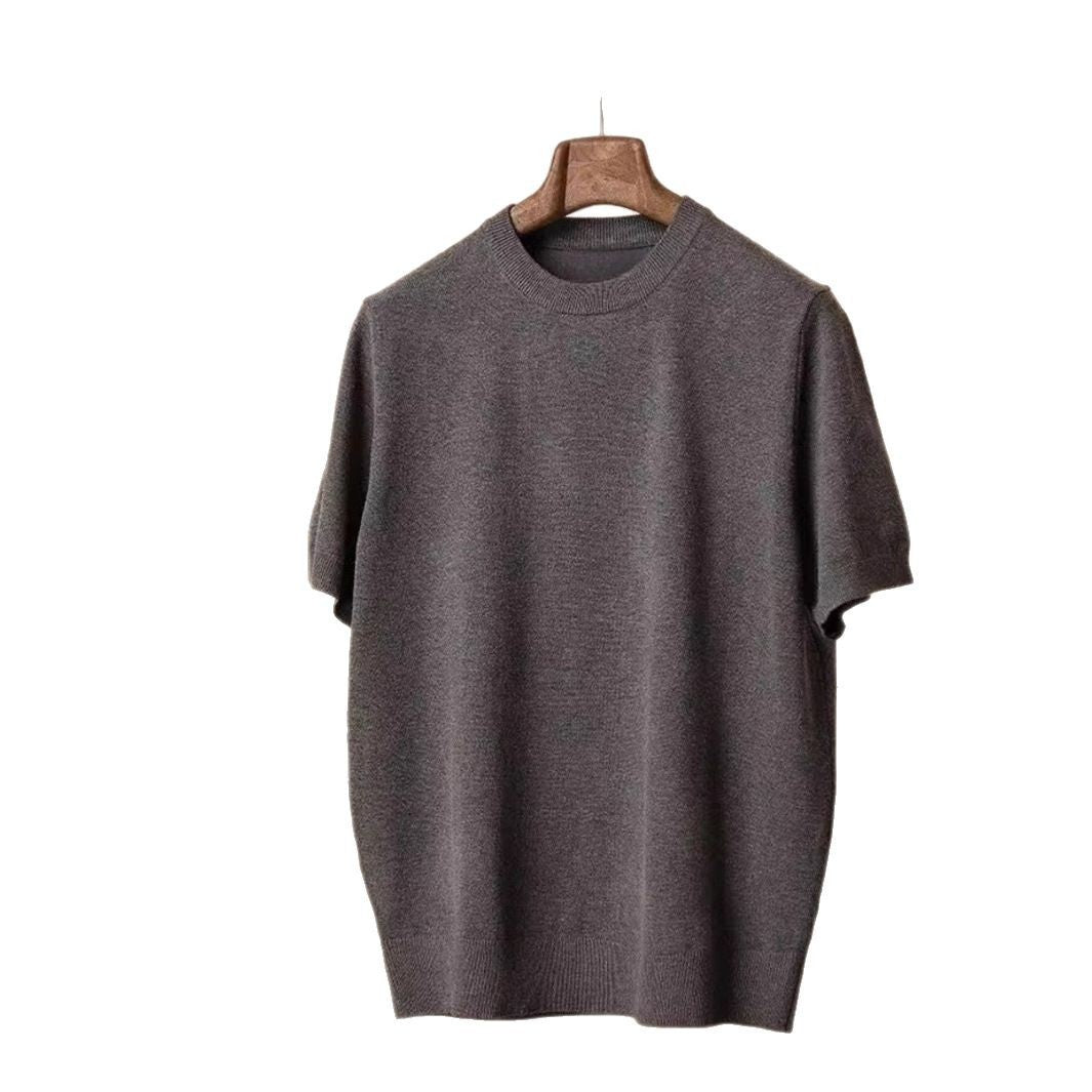 Round Neck Short Sleeve Knitted T-shirt - D&A