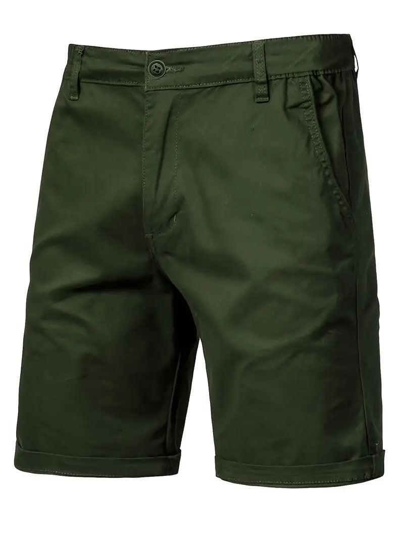 Outdoor Casual Straight-leg Slim Cropped Pants Plus Size Pure Color Cotton Camping Shorts Army Green - D&A