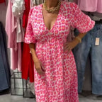 Printed V-neck Plus Size Dress Women - D&A