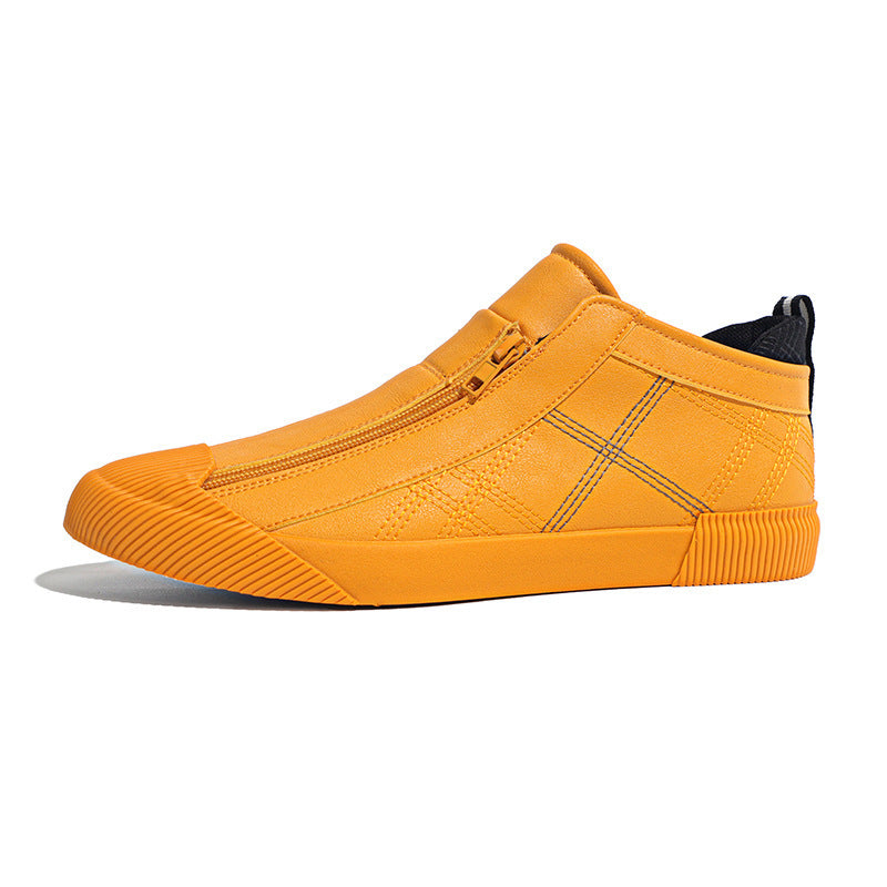 Leather Shoes Breathable Casual Fashion Low-top Sneakers 22393 Yellow - D&A