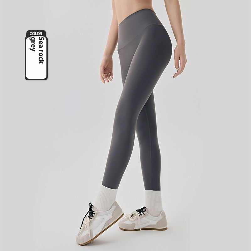 Hip Yoga Pants Women's Outer Wear With Three-dimensional Hip Cushion Composite High Waist Belly Contracting Sea Rock Gray - D&A