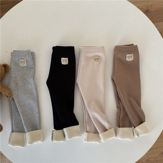 Girls' Single-layer Fleece-lined Fashionable All-matching Leggings - D&A
