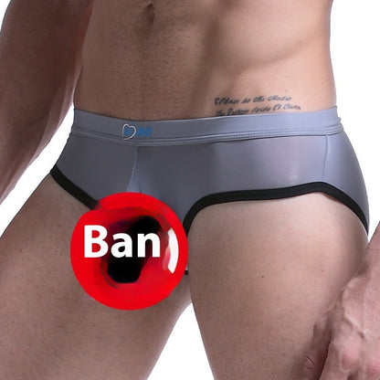 Men's Underwear Thin Ice Silk Bazooka Briefs Dark Gray - D&A