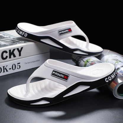 Men's Wear-resistant Casual Outdoor Wear Slippers For Summer Soft Back Thick Back Fashion Flip-flop White - D&A
