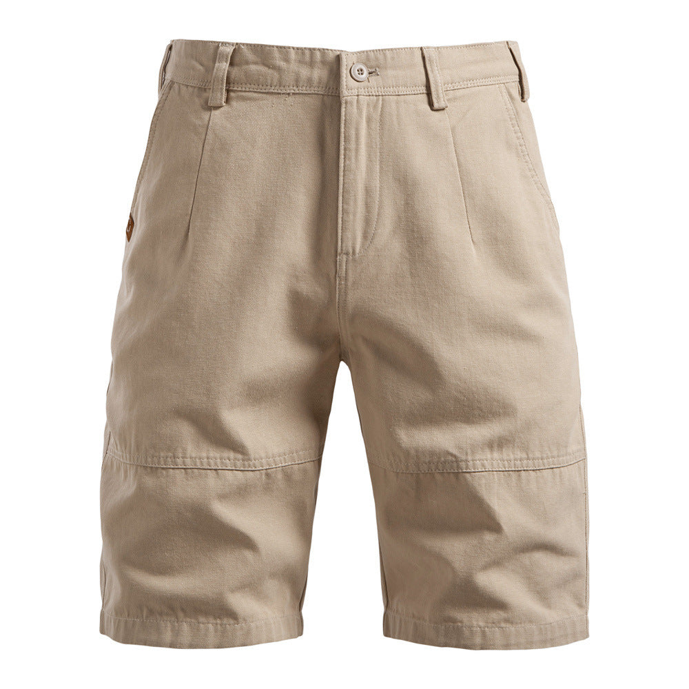 Straight Five-point Pure Color All-matching Workwear Shorts Men Apricot - D&A