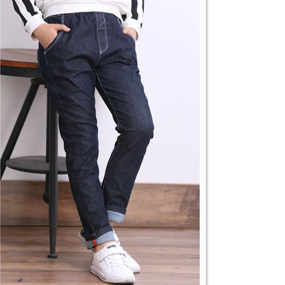 Children's Clothing, Boys' Jeans With Thick Fleece, Winter Children's Casual Wear - D&A