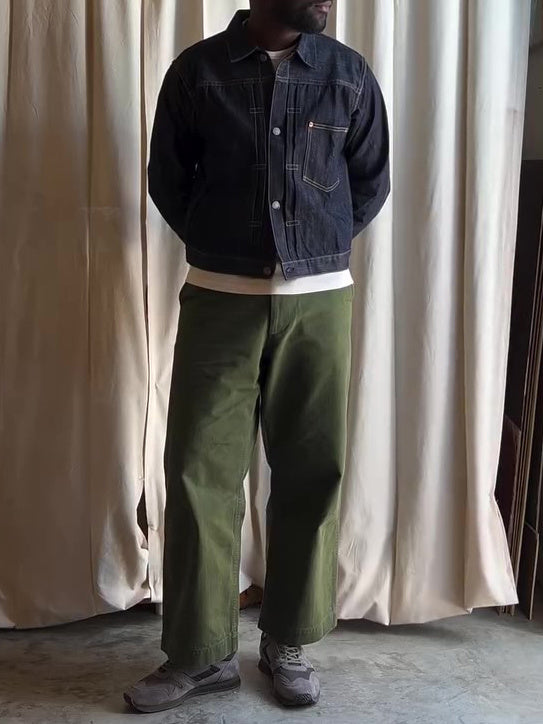 Dark Denim Classic-collar Button-up Denim Jacket - D&A