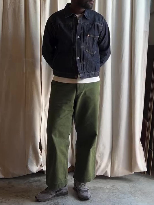 Dark Denim Classic-collar Button-up Denim Jacket - D&A