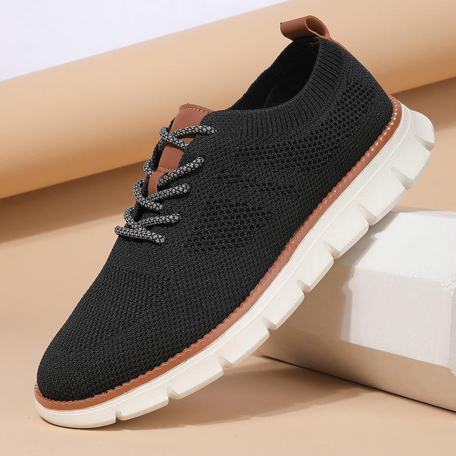 Men's Fashionable Flying Woven Surface Breathable Sneaker Black 8808 - D&A
