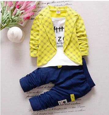 Toddler Baby Clothes Children Suit 0-3 Years Old Suit Pants Children's Sportswear Boys Girls Children's Clothing Brand Yellow B - D&A