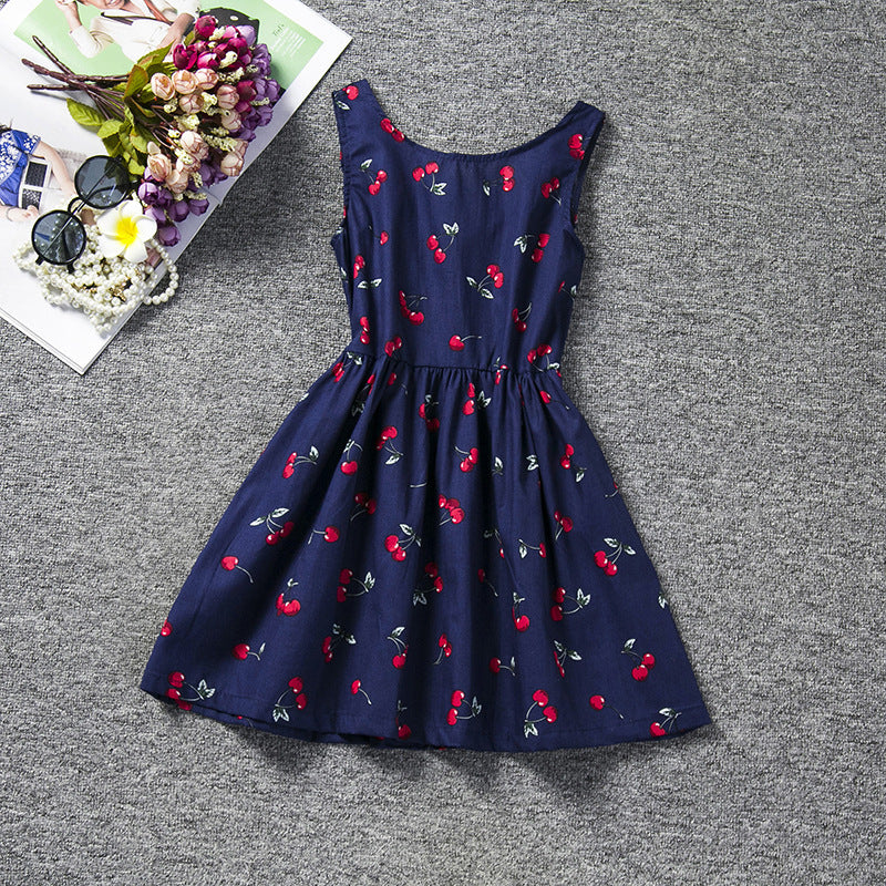 Autumn And Winter Explosions Hollow Children's Skirt Lace Long-sleeved Girls White Princess Dress Irregular Dress Navy blue - D&A