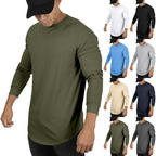 Men's Long-sleeved Casual Round Neck Solid Color Top Bottoming T-shirt - D&A