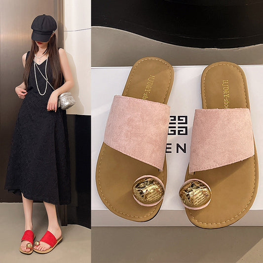 Women's Versatile Flat Bottomed French Toe Flip Flops - D&A